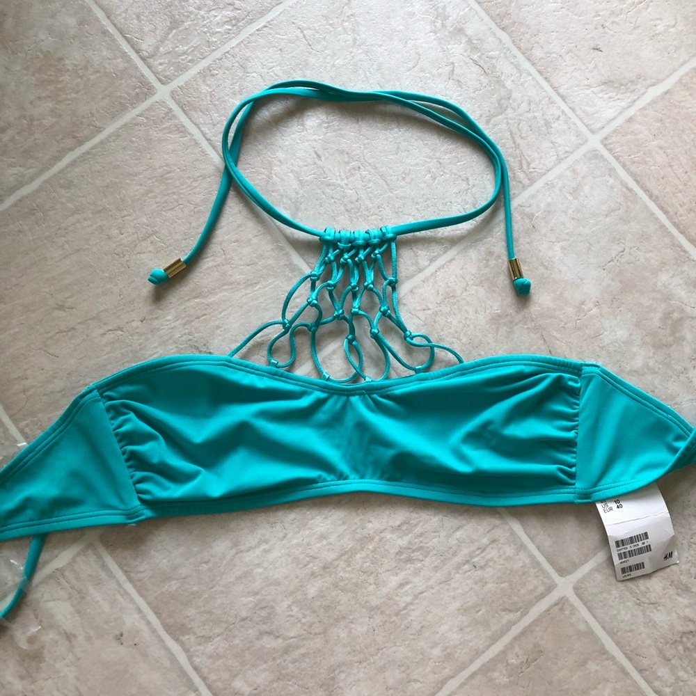 H&M Crochet Teal Swimsuit Top, NWT